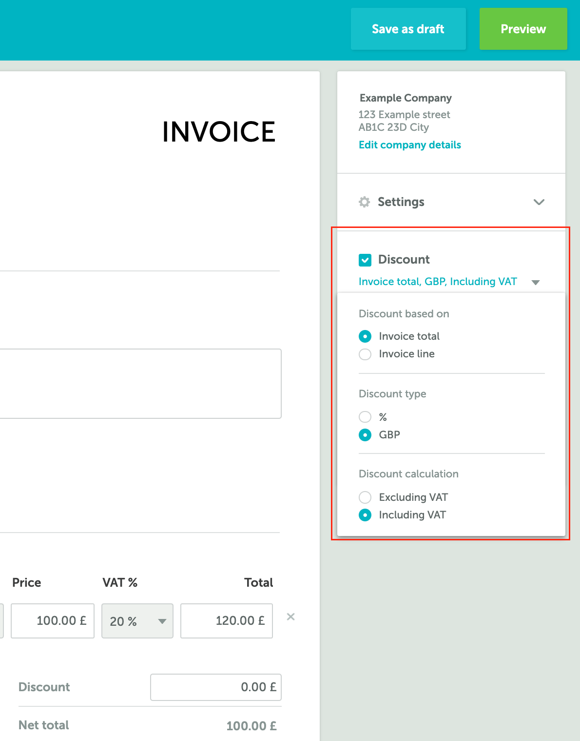 Setting up discounts on invoices with Zervant